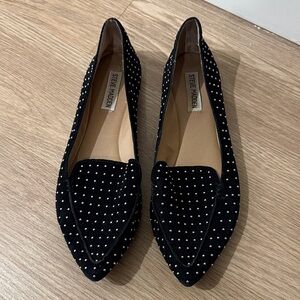 Steve Madden Black Studded Pointed-Toe Flats